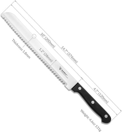 10 inch Bread Knife Serrated Knife Wave Edge Black