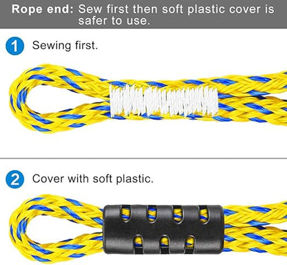 SELEWARE Heavy Duty Boat Tow Harness for Tubing, Boat Tow Rope with Stainless Steel Quick Connector, Heavy Duty Self Centering Tow Harness for Boat Water Sport Jet Ski Wakeboarding