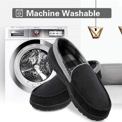 shoeslocker Mens Slippers Microsuede Moccasin Memory Foam House Shoes