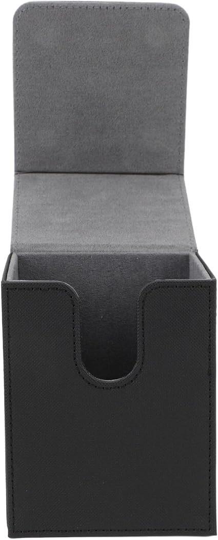 Card Deck Box PU Leather Multifunctional Portable Magnetic Closure Card Storage Box for More Than 100 Cards (Black and Grey)