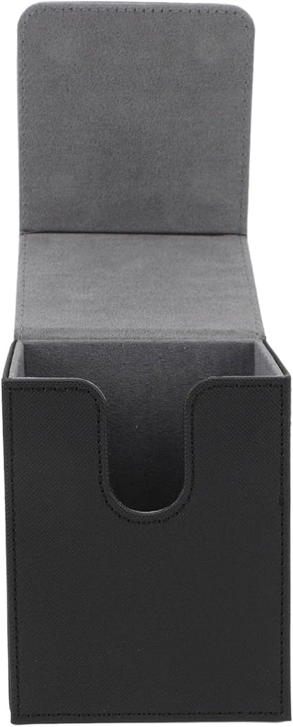 Card Deck Box PU Leather Multifunctional Portable Magnetic Closure Card Storage Box for More Than 100 Cards (Black and Grey)