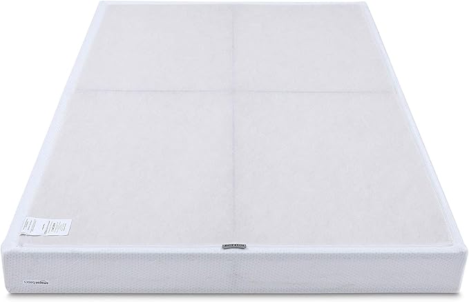 Basics Smart Box Spring Bed Base, 9-Inch Height Mattress Foundation, Tool-Free Easy Assembly, Twin, 74"L x 38"W x 9"H, White
