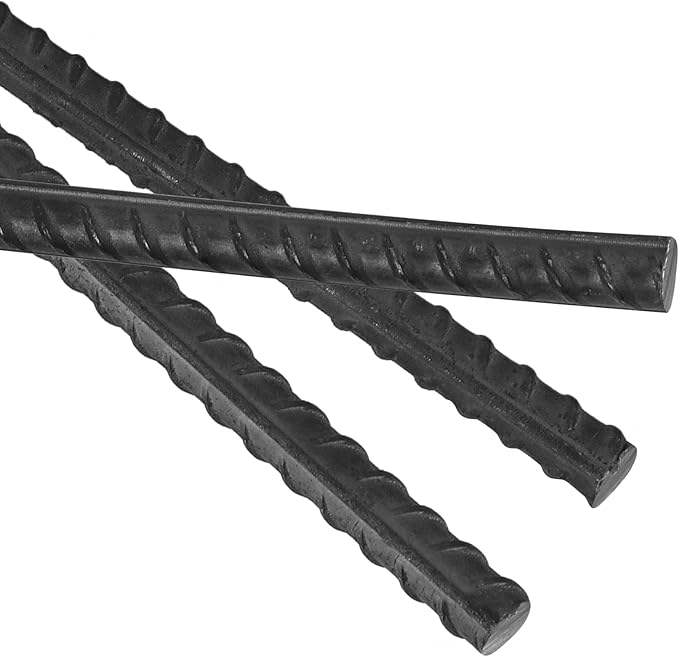 SHEUTSAN 20 PCS 12 Inch Rebar Stakes, 38' Thick Heavy Duty Steel Rebar Ground Anchor, Straight Metal for Camping Tent, Concrete Forming, Plant Stakes, Black