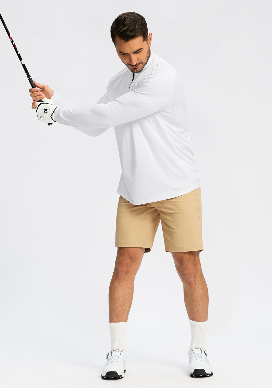 Medium Size Obla Golf Quarter Zip Pullover for Men Mock Neck Sweatshirt Lightweight Sun Protection Men's Long Sleeve Golf Shirt