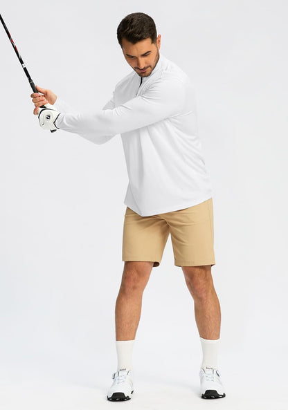Medium Size Obla Golf Quarter Zip Pullover for Men Mock Neck Sweatshirt Lightweight Sun Protection Men's Long Sleeve Golf Shirt