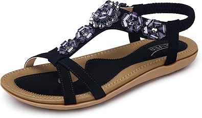 SHIBEVER Flat Sandals for Women Dressy: Summer Comfortable Ankle Strap Womens Sandal