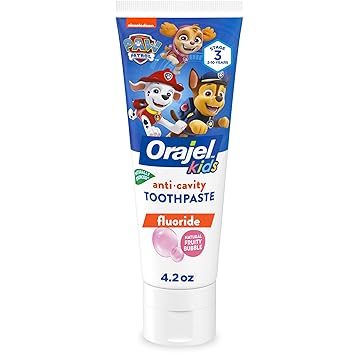 Orajel Kids Paw Patrol Anti-Cavity Fluoride Toothpaste, Natural Fruity Bubble Flavor, 4.2oz Tube