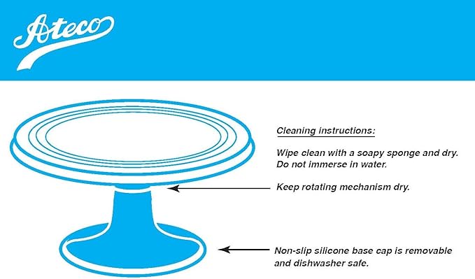 Ateco Revolving Cake Decorating Stand, Aluminum Turntable and Base with Non-Slip Pad, 12-Inch Round