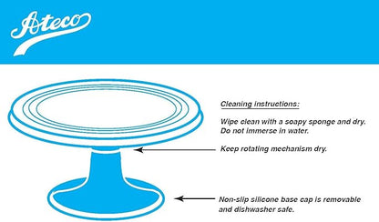 Ateco Revolving Cake Decorating Stand, Aluminum Turntable and Base with Non-Slip Pad, 12-Inch Round