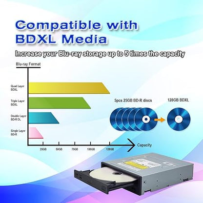 Digital Pioneer BDR-209MBK BDXL Blu-ray SATA 16x Internal Writer DVD CD Burner BD Drive with BDXL Burning Capabilities (Bulk)