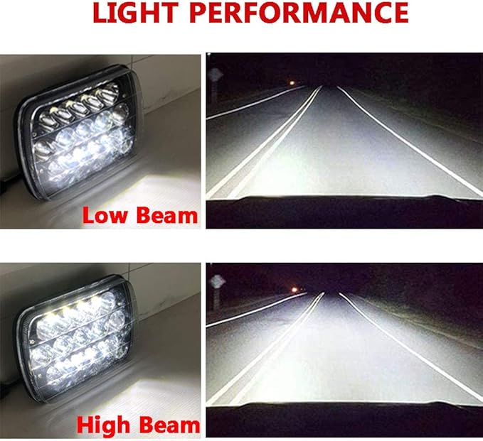 Black Pair 45w 7x6 5x7 Inch Headlights 6052 6054 H5054 H6054 HiLow Sealed Beam Replacement Compatible With Chevy Express Cargo Van 1500 2500 3500 Jeep Toyota Pickup Dodge Ford F250 E350