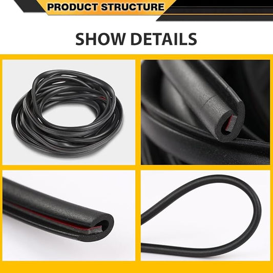 Fender Flares Edge Trim 18 Feet, Fender Flare EPDM Rubber Seal for Car and Truck Wheel Wells, Fender Flare Gasket Universal Bonds wAutomotive-Grade Adhesive Tape Black