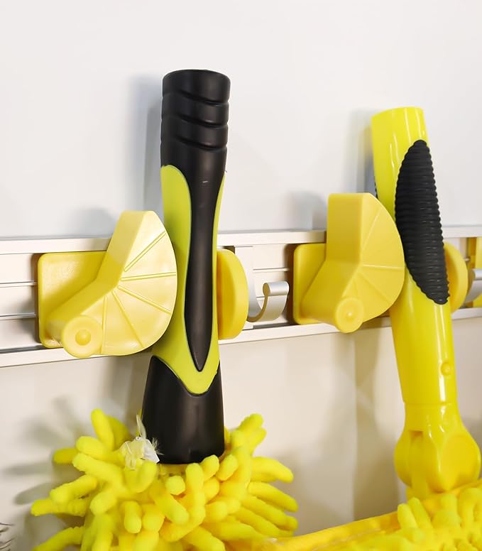 Good Grip Wall-Mounted Mop and Broom Holder Storage Organizer Cleaning Tools Hanger for Kitchen Garden Laundry Room and Garage (4 slots, 5 hooks)