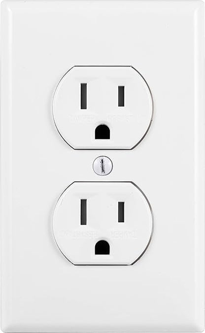 GE Grounding Duplex Outlet, In Wall Receptacle, Tamper Resistant Outlets, 3 Prong Electrical Socket, Easy Install, 15 Amp, UL Listed, White, 54263