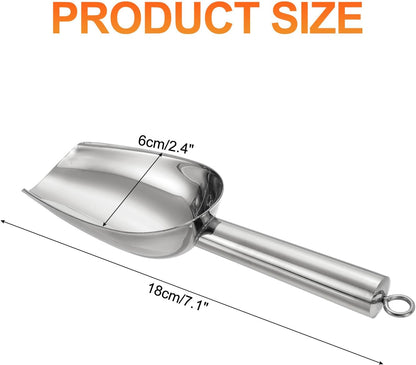 uxcell Metal Ice Scoop, 7.1" x 2.4"Stainless Steel Ice Scooper for Kitchen Party Bar Wedding, Silver