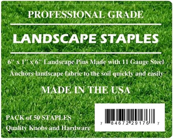 (Pack of 50) 6 inch X 1 inch Landscape Fabric and Garden Anchor Pins
