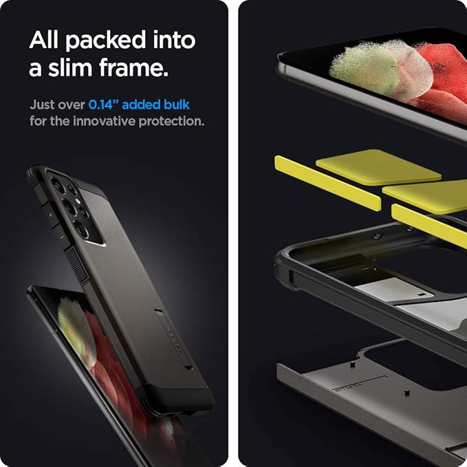 Spigen Tough Armor [Extreme Protection Tech] Designed for Galaxy S21 Ultra Case (2021) - Gunmetal