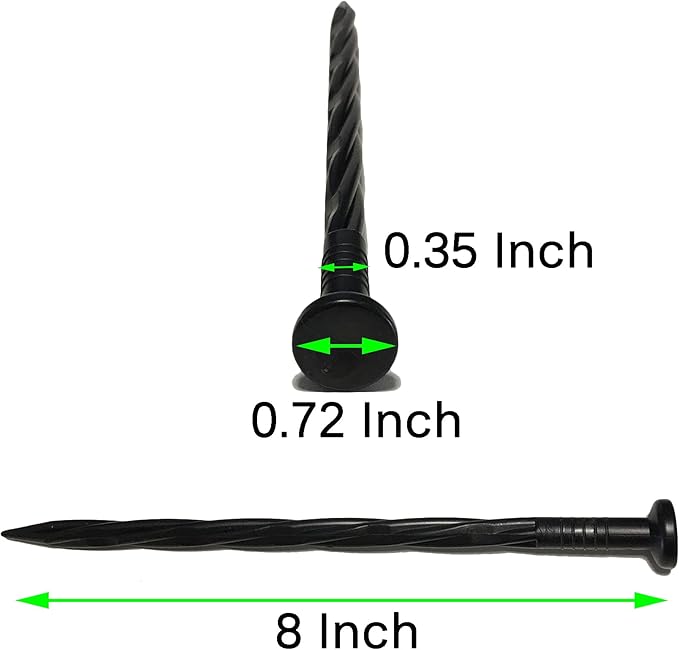 Spiral Landscape Anchoring Spikes 6 in 30 PCS Plastic Garden Spikes for Artificial Turf, Paver, Weed Barrier, Tent and More