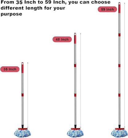 Spin Mop Replacement Handle - 4 Section Mop or Broom HandleStick Compatible with O Cedar Spin Mop Refills and Brooms, 30" to 59", American Threaded Joint End (Mop Head Not Included)