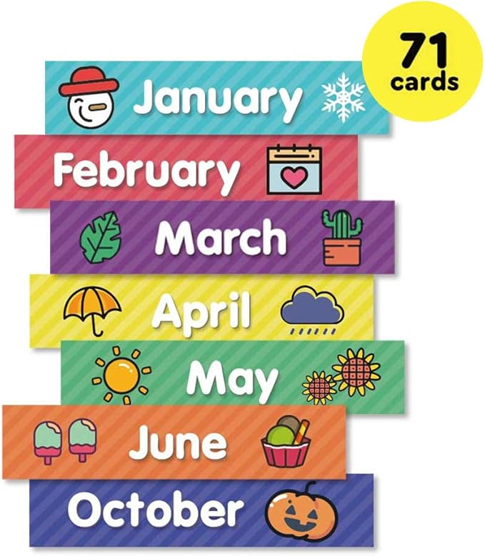 Eamay Calendar Pocket Chart Cards and Classroom Calendar Cards Kit for Homeschool -71cards (71)