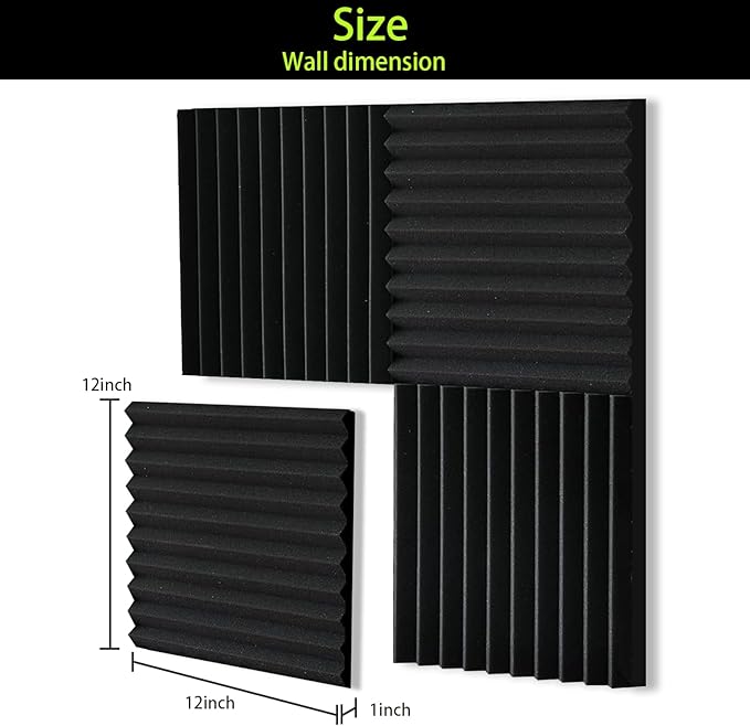 24 Pack Sound Proof Foam Panels for Walls 12x12x1 Inches, Wedges Acoustic Panels Sound Absorbing, Acoustic Foam Panels for Recording Studio, Home, Office