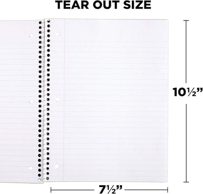 Mead Spiral Notebooks, 1 Subject, Wide Ruled Paper, 70 Sheets, 10-12 x 7-12 inches, Blue, 4 Pack (38400)