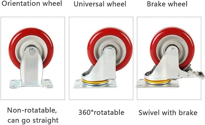 DINNER 4 5 6 8 inch Polyurethane Silent casters, Swivel Brake casters, Scaffolding Wheels, Flatbed carts, Heavy Duty casters (Color : Brake Wheel, Size : 8 inch)