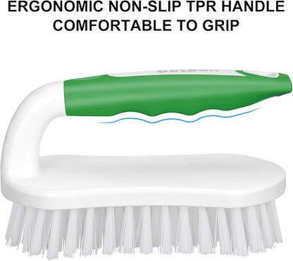 SetSail Scrub Brush, Heavy-Duty Scrub Brushes for Cleaning with Stiff Bristles Cleaning Brush for Shower, Bathroom, Carpet, Kitchen and Bathtub Scrubber - 2 Pack Green