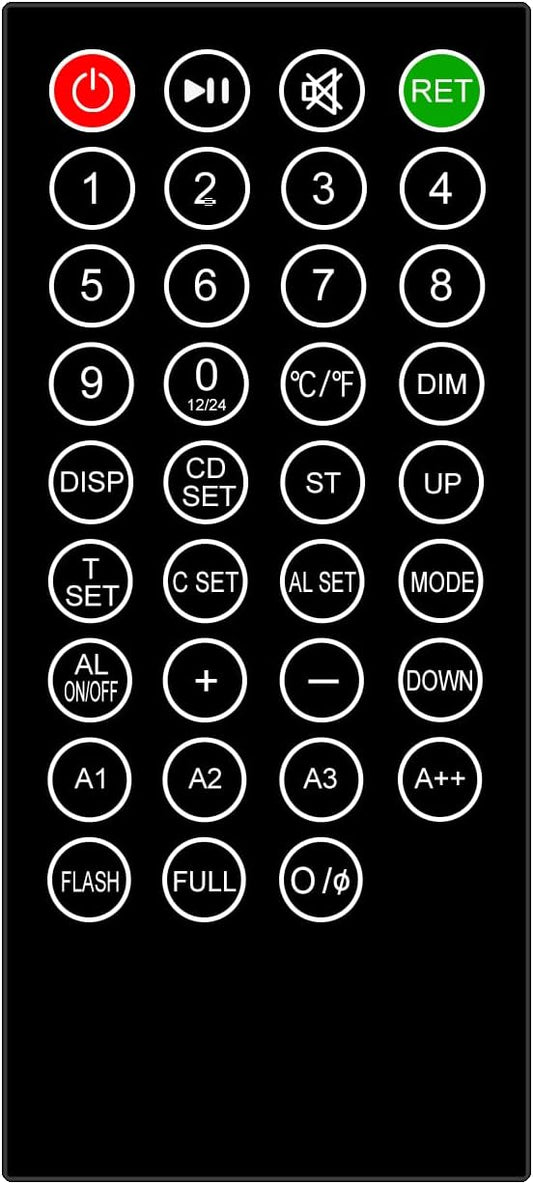 Remote Control for CH3386CH3387CH3389 Series LED Digital Wall Clock...