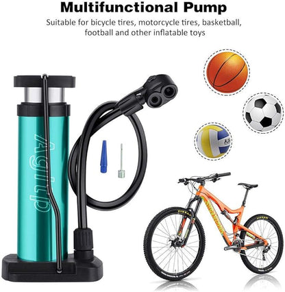 Agltp Bike Pump, Mini Bike Floor Pump Compact Mini Portable Bicycle Foot Pump Compatible with Presta and Schrader Valve Portable Bicycle Pump,Aluminum Alloy Floor Bicycle Pump,Free Puncture Repair Kit