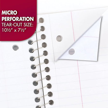 Mead Spiral Notebook, 4 Pack, 1-Subject, Wide Ruled Paper, 7-12" x 10-12", 70 Sheets per Notebook, Colors Will Vary (72873)