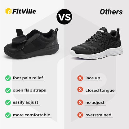 FitVille Diabetic Shoes for Men Extra Wide Width, Swollen Feet Shoes for Neuropathy Walking Shoes for Diabetics Pain Relief