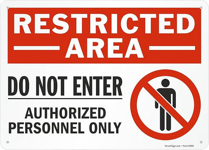 SmartSign 10 x 14 inch "Restricted Area - Do Not Enter, Authorized Personnel Only" OSHA Metal Sign, 40 mil Laminated Rustproof Aluminum, Red, Black and White, Made in USA