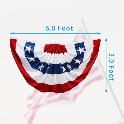 HOOSUN 4th Of July Decorations,American Flag Bunting for Outside,3x6 FT Fourth of July Bunting Patriotic Decorations,Red White and Blue USA Flags Pleated Fan Flag,American Flags Banners for Porch