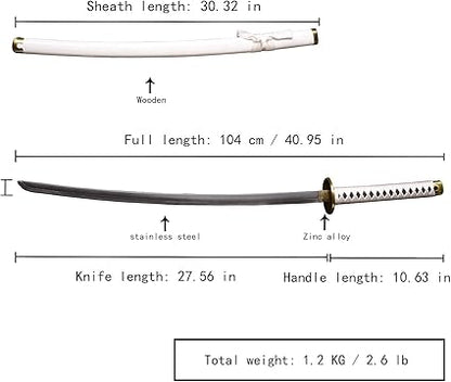 Sword fort Handmade Katana Cosplay Anime Swords, Roronoa Zoro Sword, Wado Ichimonji