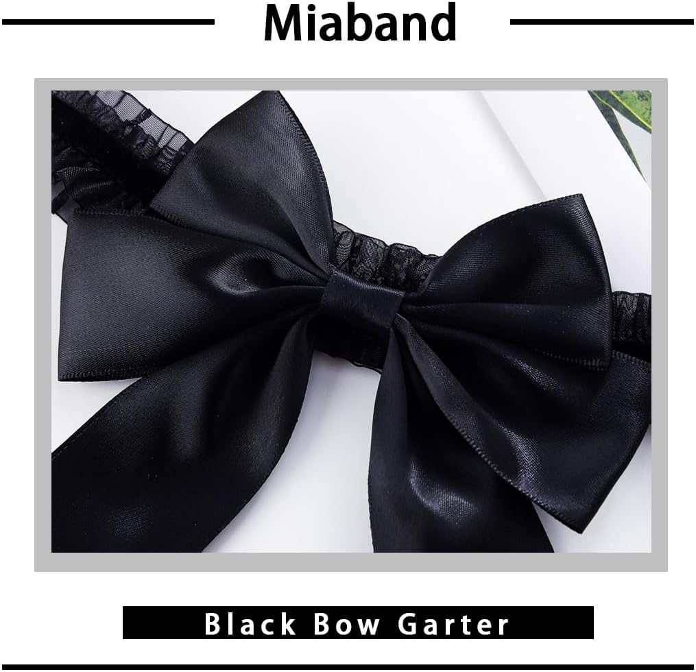 Black Bow Garters Gothic Lace Thigh Garter Elastic Bell Leg Garter for Women