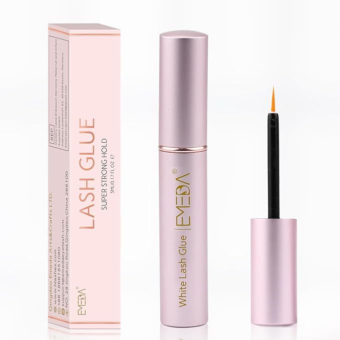 EMEDA Eyelash Glue for False Lashes Super Strong Hold Long Lasting 24H Waterproof Latex Free Best Lash Glue Eyes Strip White Clear Adhesive 5ml 0.17oz