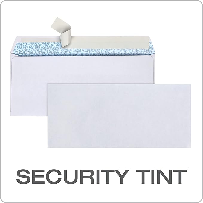 Columbian 10 Security Envelopes, 500Box, No Window, 4-18 x 9-12 Inches, Release  Seal Self Seal, White (COLO151)