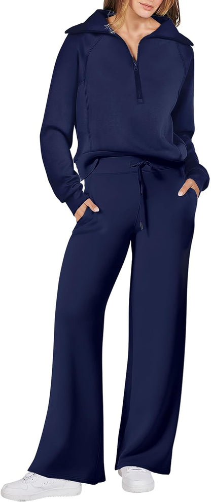This oversized sweatshirt and wide-leg sweatpant set from ANRABESS is perfect for lounging, working out, or running errands in comfort and style.