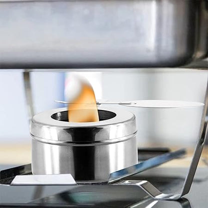 Stainless Steel Fuel Holder with Cover, Chafer Wick Fuel and Sterno Canned Heat for Buffets, Barbecue and Catering Events(1Pcs)
