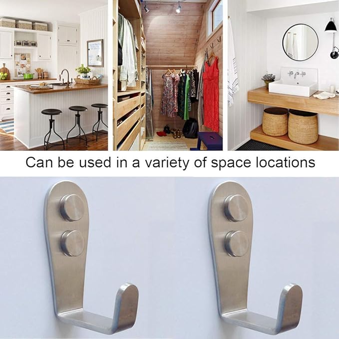 Deezio Backpack Hooks for Wall Bathroom Garage Hooks SUS304 Stainless Steel Towel Purse Robe Hooks Wall Mounted (10 Pack)