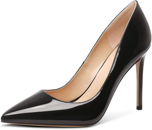Castamere Womens Basic High Heels Pumps Slip On Pointy Toe Stilettos 10CM Heel
