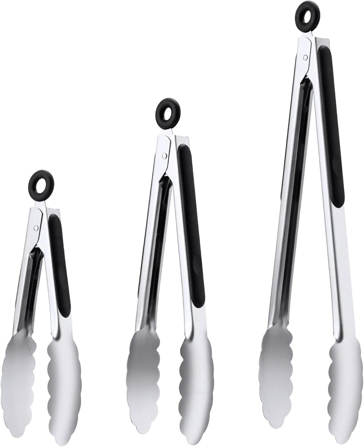 7/9/12 Inch Kitchen Tongs Set, Stainless Steel Cooking Tongs (7"+9"+12") For Cooking/Serving/Grilling | Heat-Resistant | Dishwasher Safe