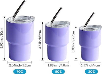Mini Tumbler Shot Glass with Straw and Lid, 5oz Cute Insulated Shot Cups Stainless Steel for Espresso Coffee Spirits, Wedding, Party,Camping,Outdoor,Carnival,Oktoberfest Water Beer Cups (light purple)