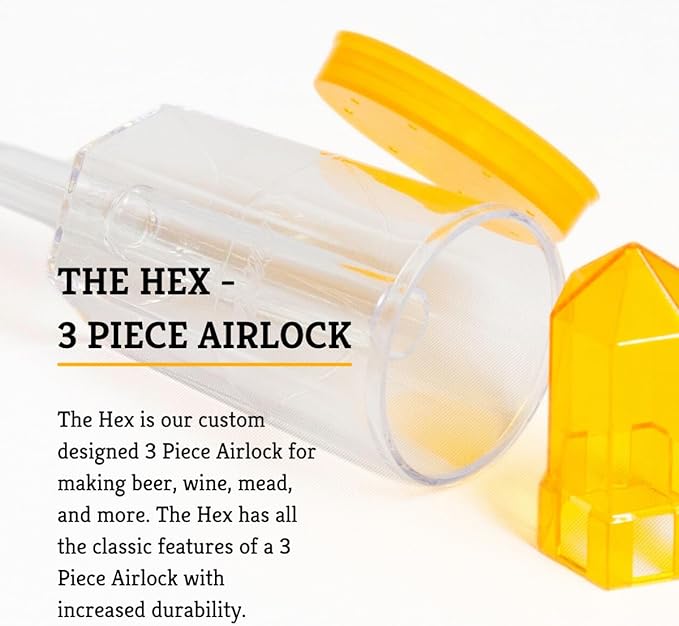 Craft A Brew - The Hex - 3 Piece Airlock - For Home Brew Fermentation - For Beer, Wine, Hard Cider, Mead Making, Pickling  More - Durable - At Home Beer Making Supplies