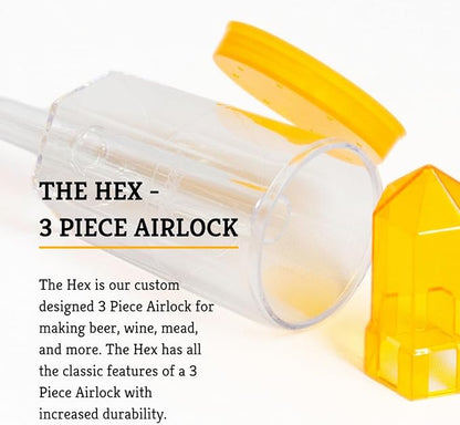 Craft A Brew - The Hex - 3 Piece Airlock - For Home Brew Fermentation - For Beer, Wine, Hard Cider, Mead Making, Pickling  More - Durable - At Home Beer Making Supplies