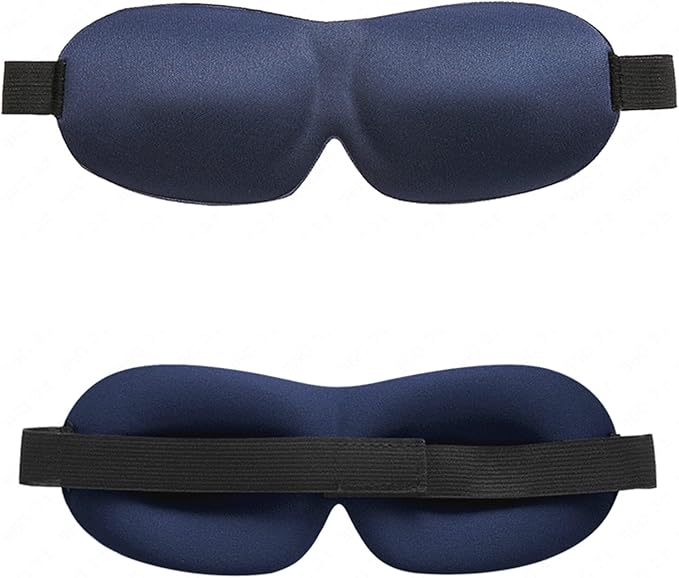 Eye Blindfold Relaxed Travel Sleep Eye Cover Stretchy with Fastener Tape Useful Pain-Free Navy Blue