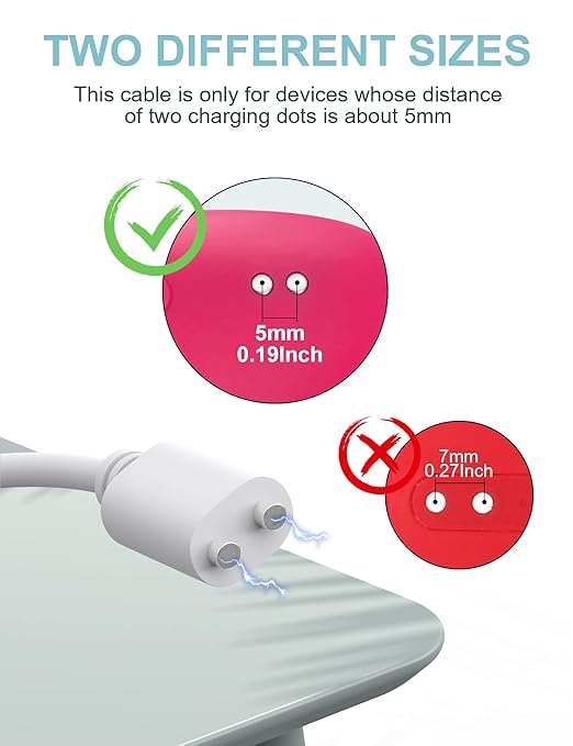 Bicmice 2.6Ft Magnetic USB DC Charger Cable Replacement Charging Cord - White(5mm/0.2in)