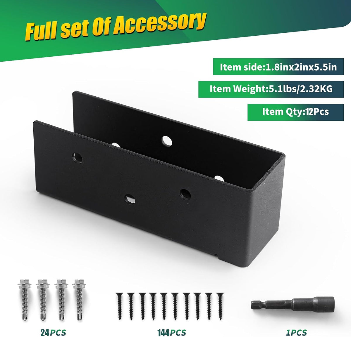 Concealed Joist Hangers, 12 Pcs of 2"x6" Outdoor Trim Concealed Flanges, Q235B Steel Powder Coated Concealed Mount Joist Hangers for 2"x6" Beam Swing…