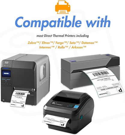 OfficeSmartLabels  4" x 1" Direct Thermal Labels - Compatible with Zebra  Rollo Desktop Printers and More  1 Core, Permanent Adhesive  Perforated 1 Roll, 1375 Labels